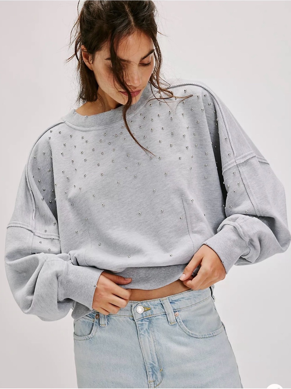 Free People Gaia Studded Sweatshirt